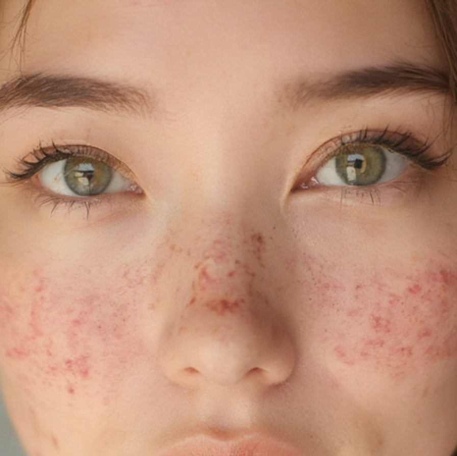 A freckled T-zone — combination skin.